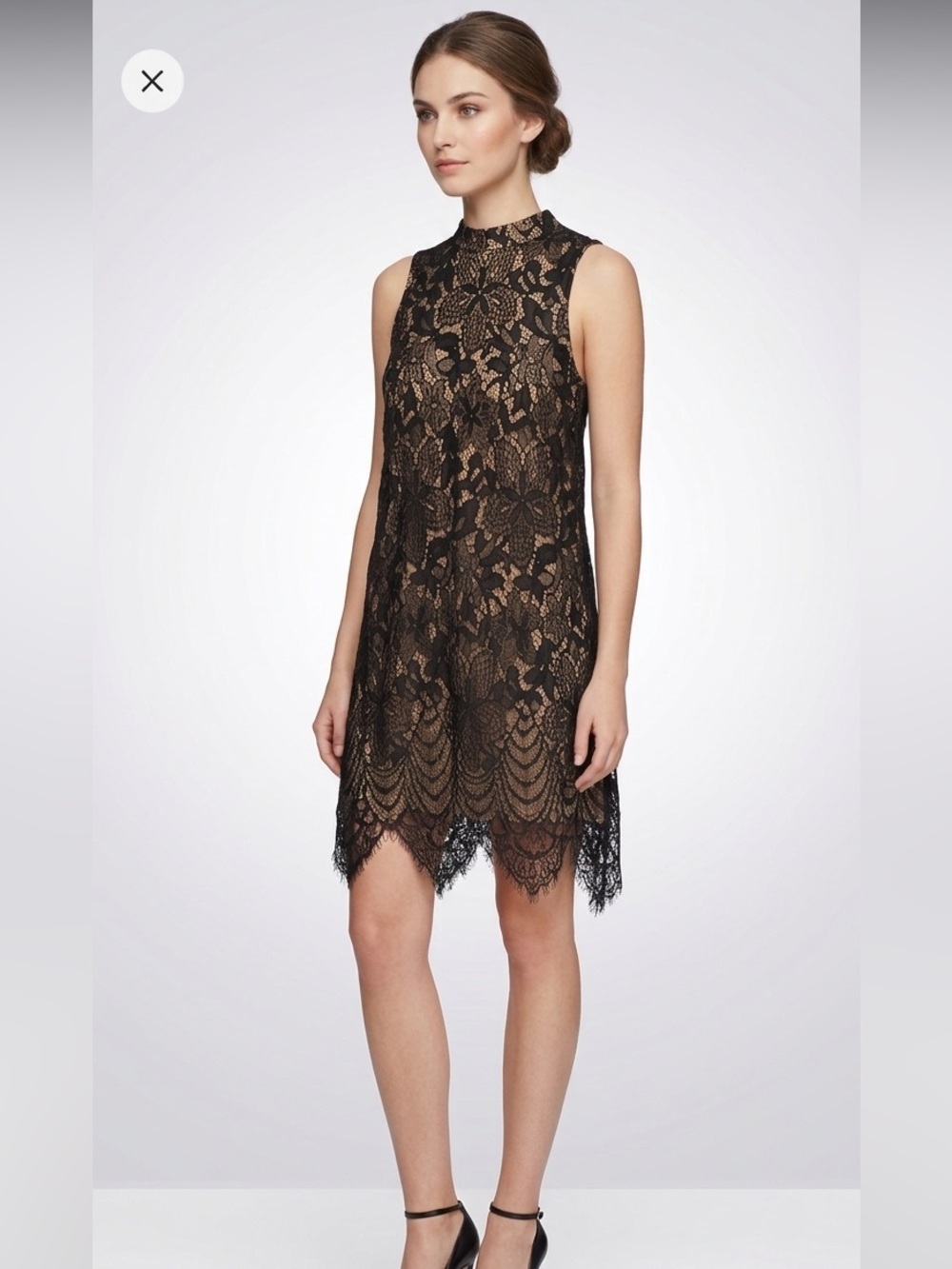 Love Fire Sleeveless Black Lace Dress with Nude Lining Size Large
